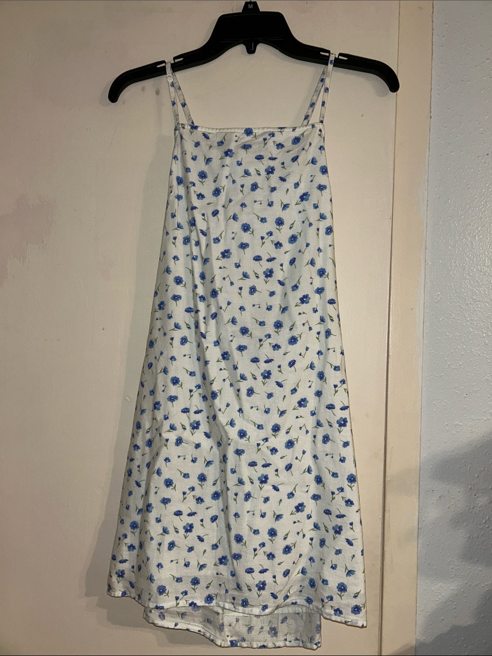 American Eagle Outfitters White Slip Dress with Blue Floral Print